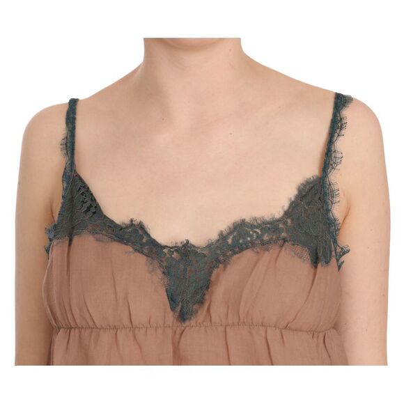 PINK MEMORIES Sleeveless VNeck Lace Cami Top Women Brown Tops & T-Shirts - Picture 3 of 5